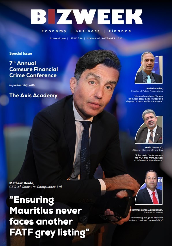 Bizweek’s special edition, November 2, 2025, features the Comsure Group Financial Crime Mauritius Conference 2025 Featured image